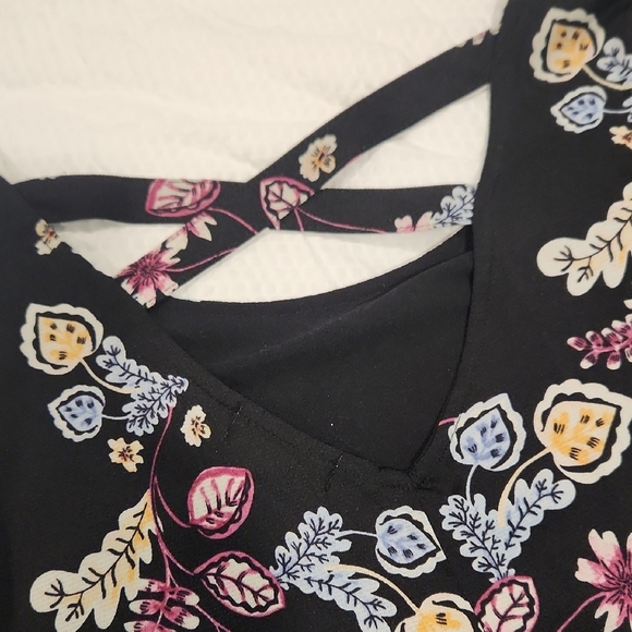 Style & Co. Floral Blouse - Black, Pink, Yellow - Picture 2 of 6